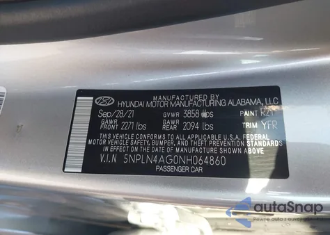 2022 Hyundai Elantra Sel из США, поврежденный, VIN 5NPLN4AG0NH064860